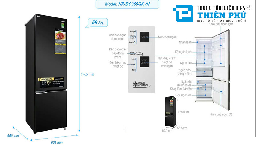Giá bán mới nhất cần biết khi mua chiếc tủ lạnh Panasonic NR-BC360QKVN 2022