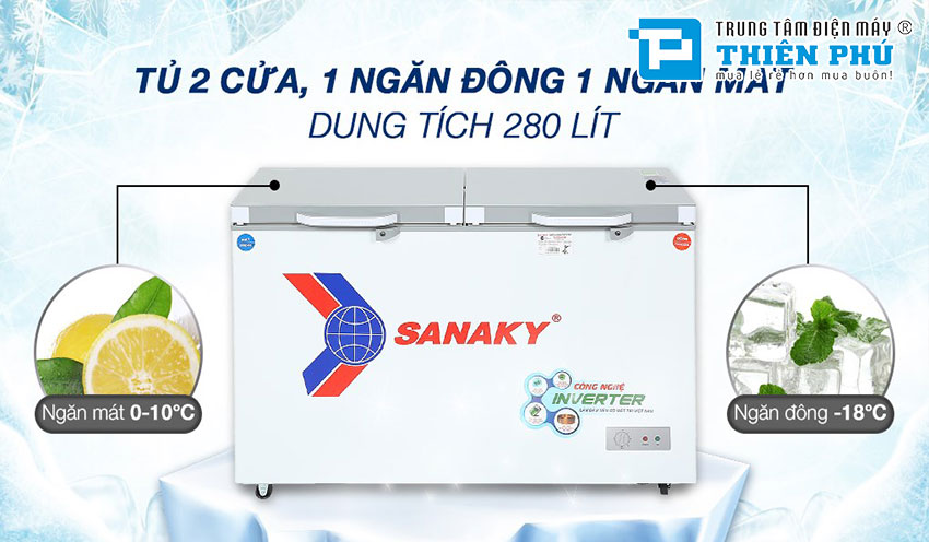Tủ đông Sanaky Inverter VH-4099W4K với 2 chế độ làm lạnh tốt nhất