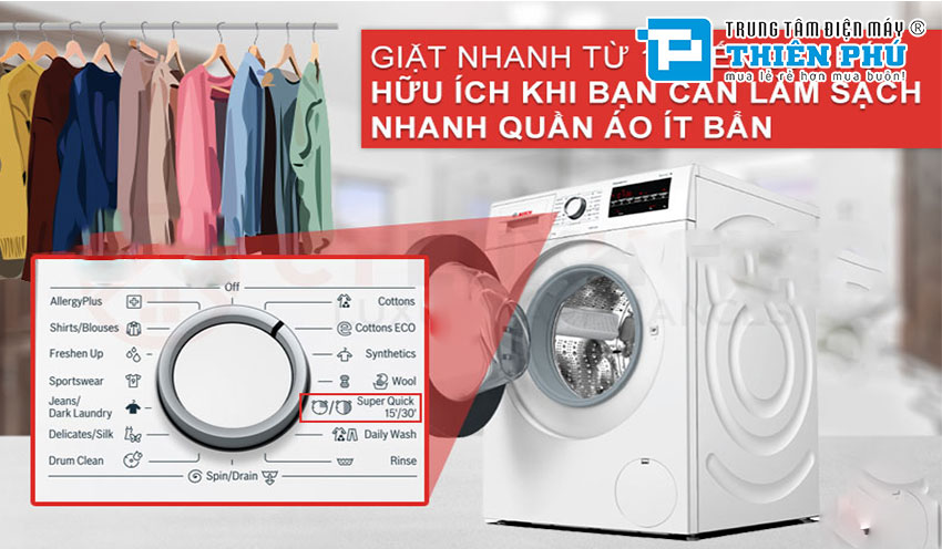 Hướng dẫn sử dụng các chế độ giặt trên máy giặt Bosch Serie 6 WAT28482SG