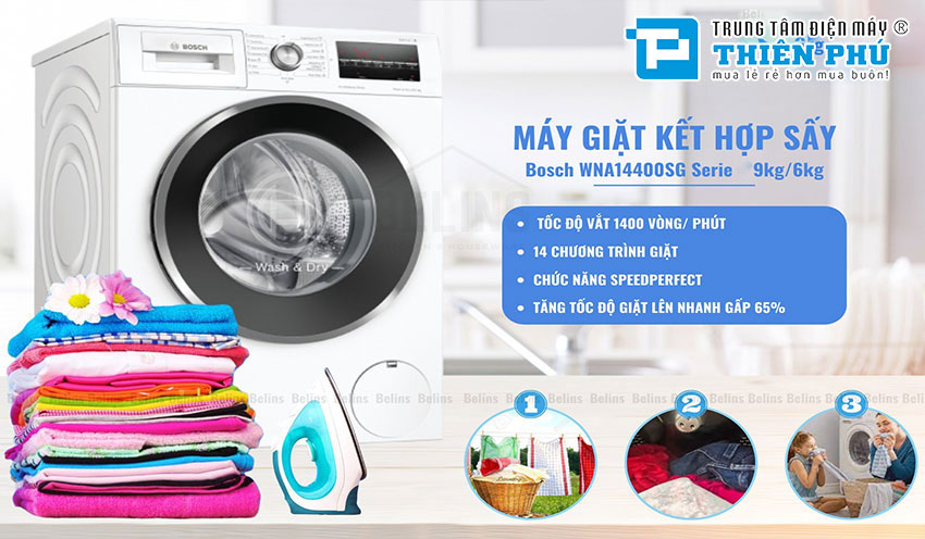 Có nên mua máy giặt sấy Bosch Serie 6 WNA14400SG cho gia đình không?