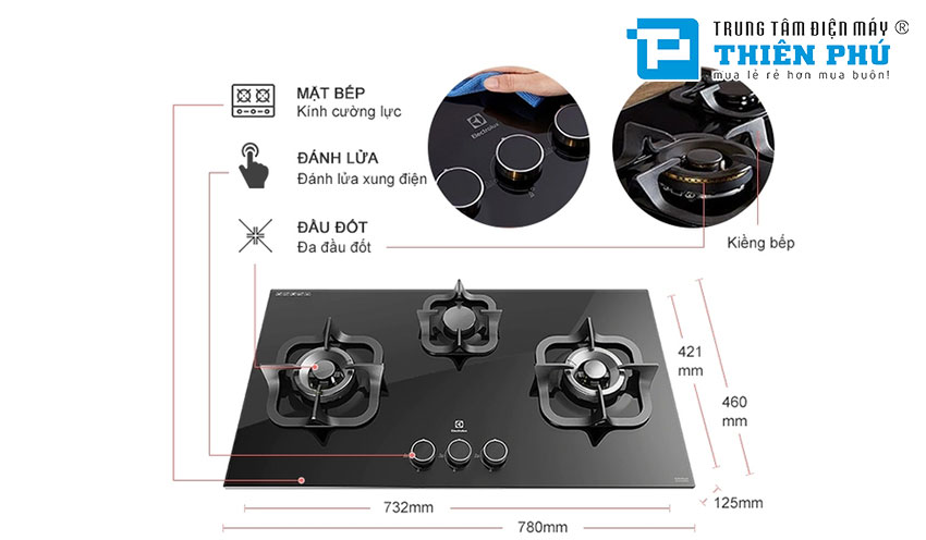 Bếp Gas Electrolux Âm EGT7838CK