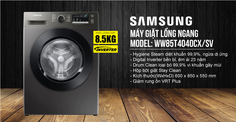 Máy giặt Samsung WW85T4040CX/SV 