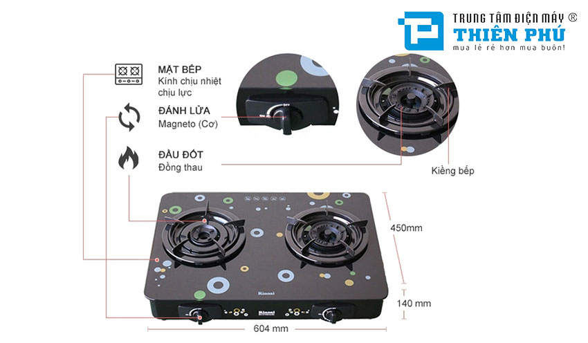 Bếp Gas Rinnai RV-615SLim GL-Bubbe