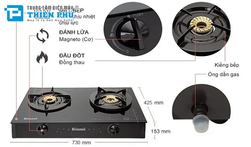 Bếp Gas Rinnai RV-7Double Glass(SP)