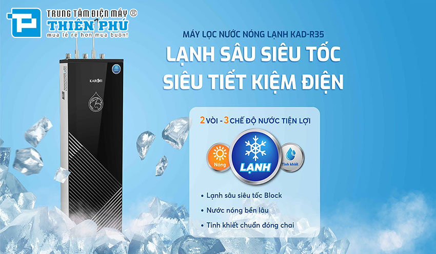 Lấy nước nóng tức thì bằng máy lọc nước Karofi 11lõi KAD-R35 mà không cần đun sôi