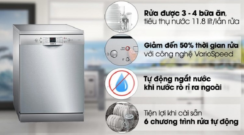 Giá chỉ 10 triệu Máy Rửa Bát Bosch SMS63L08EA, đáp ứng được gì?