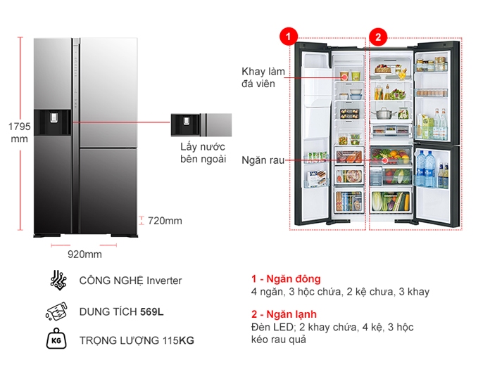5 ưu điểm trên tủ lạnh hitachi R-MY800GVGV0D(MIR) mang tới cho bạn và gia đình 