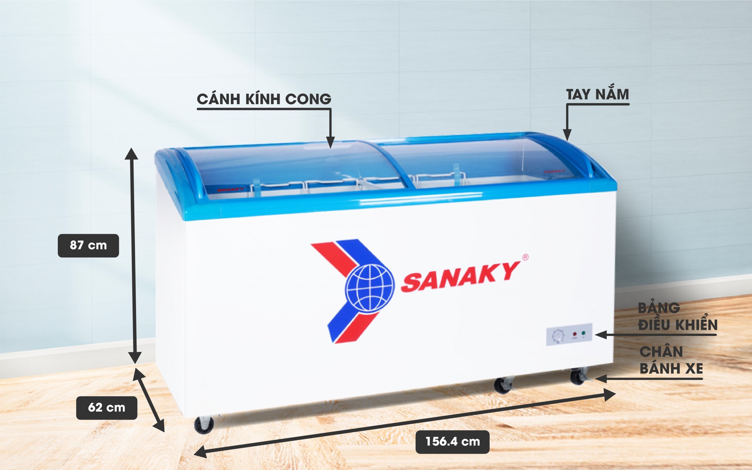Tìm hiểu tính năng trên tủ đông Sanaky giá rẻ VH-682K 450 lít mặt kính 1 ngăn đông