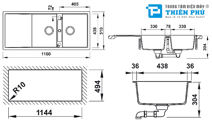 Chậu Rửa Bát Hafele HS20-GKD2S80