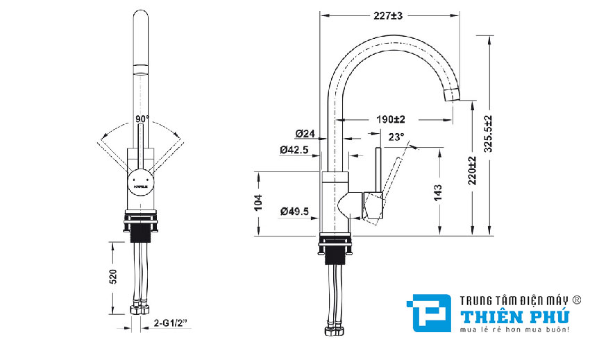 Vòi Rửa Bát Hafele HT21-CH1F220C