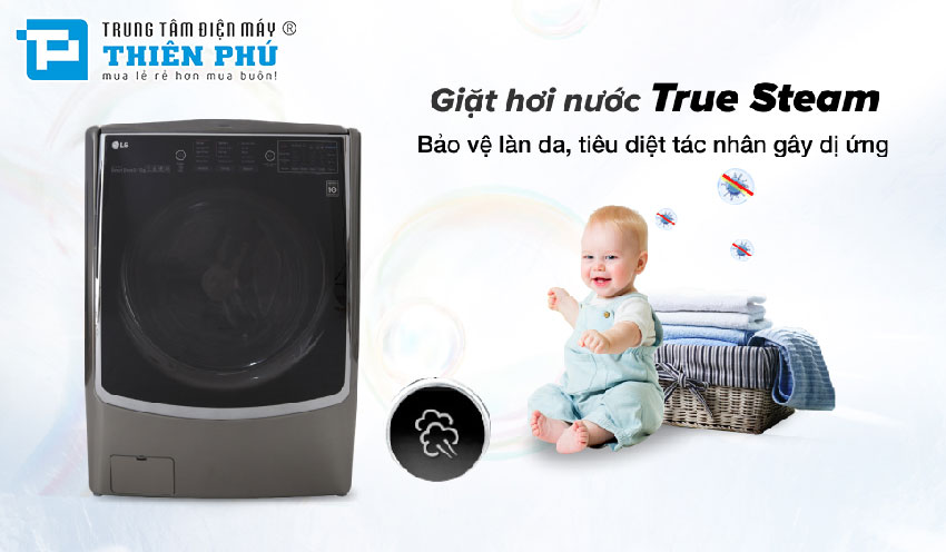 Máy Giặt Lồng Ngang Twin Wash LG F2721HTTV 21 Kg + Sấy 12 Kg