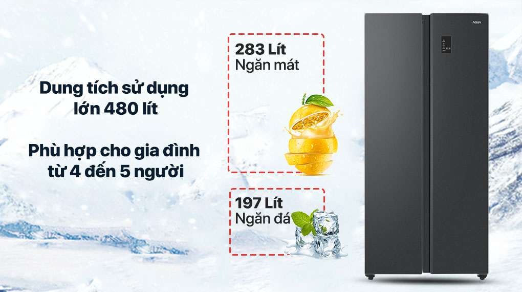 tủ lạnh Aqua Inverter AQR-S480XA(BL)