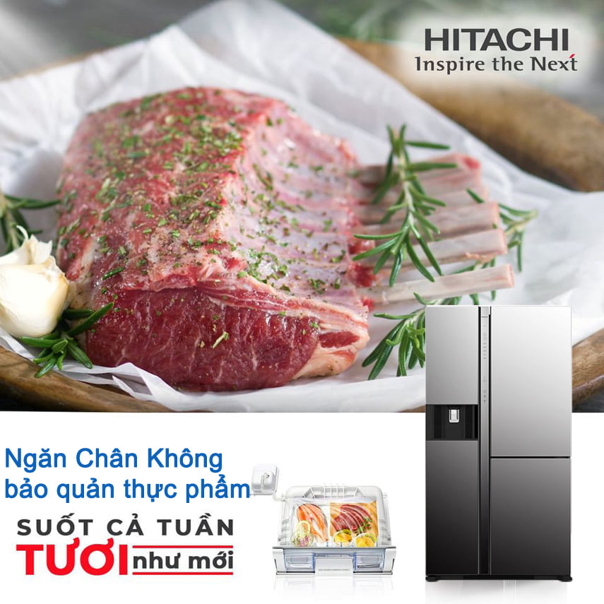 Bảo quản tốt hơn nhờ có tủ lạnh Hitachi Side By Side R-MY800GVGV0D(MIR)