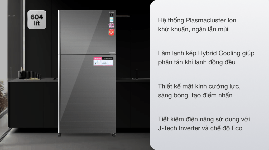 Tủ lạnh Sharp SJ-XP660PG-SL vừa đẹp, vừa dự trữ tốt lại tiết kiệm điện