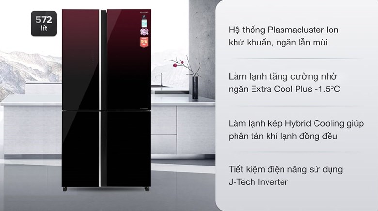 Tủ lạnh Sharp SJ-FXP640VG-MR 572 lít hiện đại và tiện nghi ra sao?