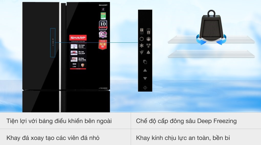 Tủ lạnh Sharp SJ-FXP600VG-BK tiết kiệm điện, khử mùi tốt, bảo quản tuyệt vời