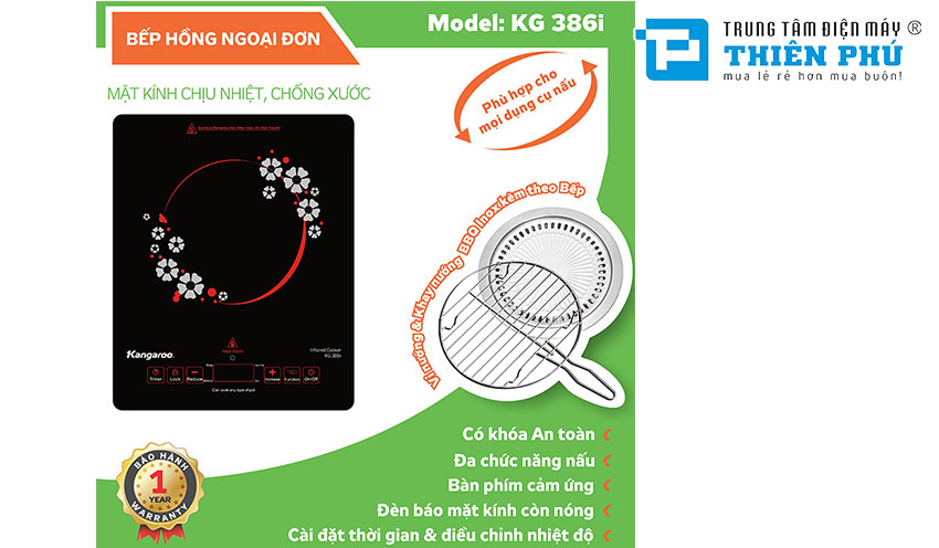 Bếp Hồng Ngoại Đơn Kangaroo KG386i