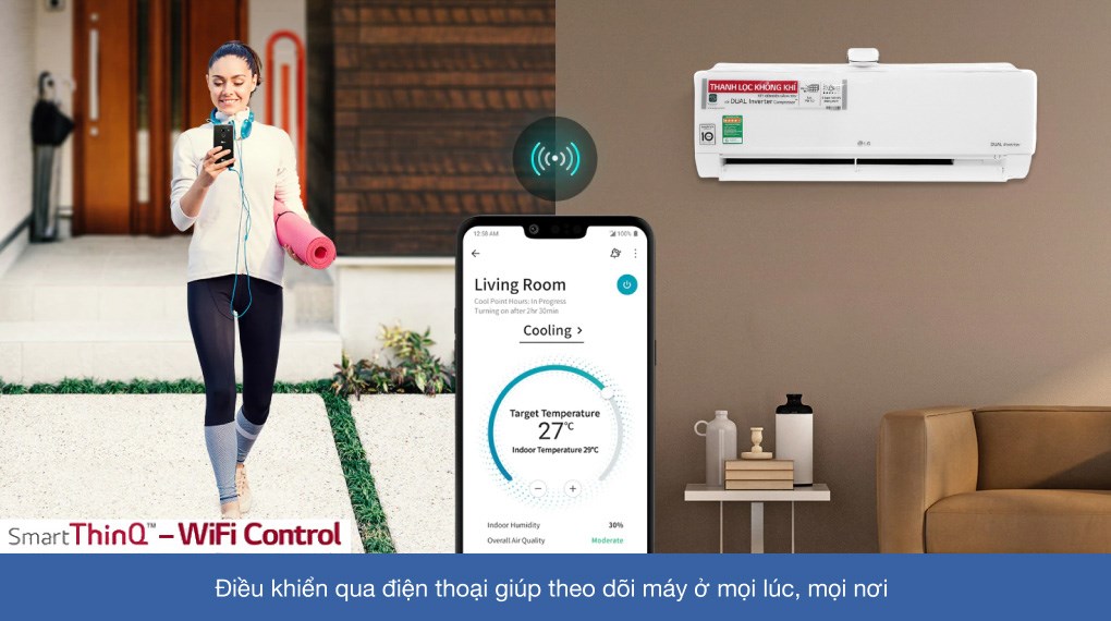 Điều hòa LG 9000btu V10APF, điều hòa thông minh điều khiển qua Wifi