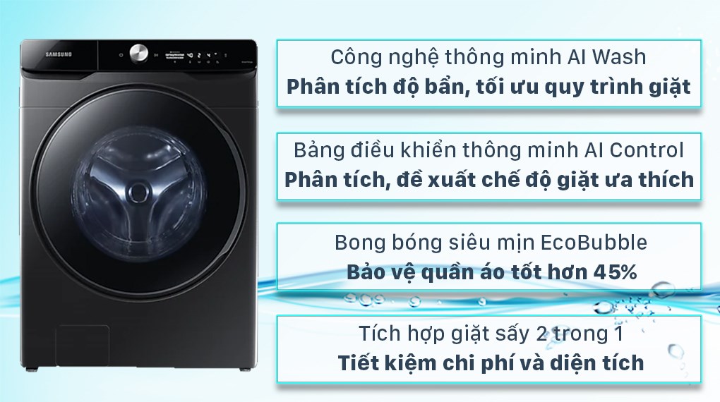 Đánh giá chi tiết máy giặt sấy Samsung WD21T6500GV/SV 21kg