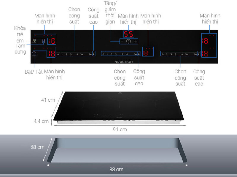 So sánh bếp từ 3 vùng nấu Bosch PID675DC1E và Electrolux EIT913