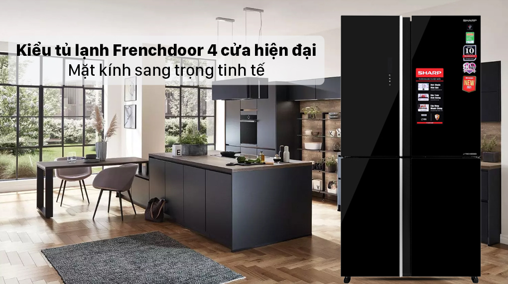 Đánh giá tủ lạnh Sharp 4 cánh mặt gương đen SJ-FXP600VG-BK