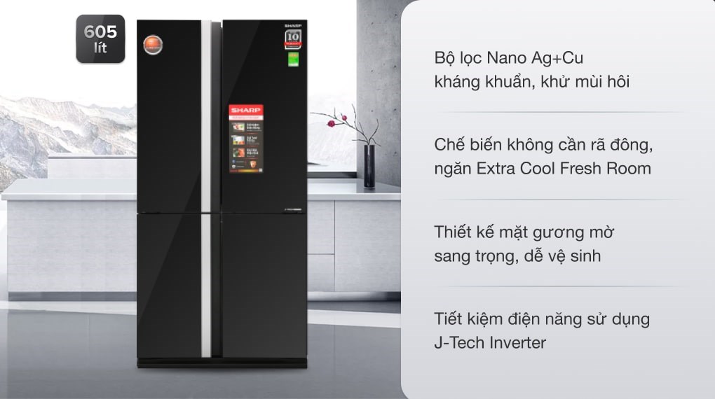 Tủ lạnh Sharp SJ-FX688VG-BR 605 Lít sở hữu nhiều tính năng ưu Việt
