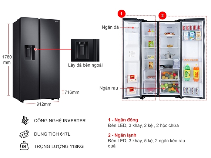 Khám phá tủ lạnh samsung side by side RS64R5301B4/SV- Mẫu hot nhất hiện nay