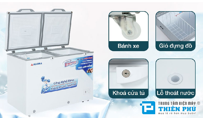 Tủ Đông Alaska Inverter BCD-5068CI 2 Ngăn 2 Cánh 312 Lít