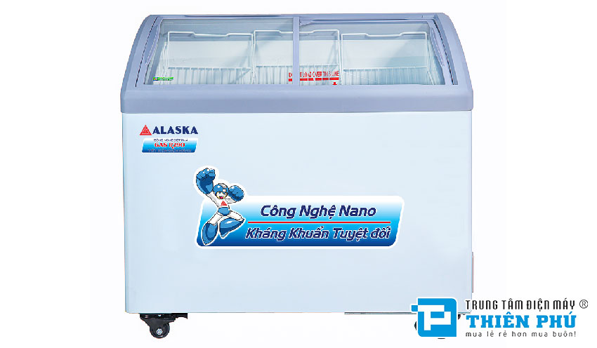 Tủ Đông Alaska Mặt Kính Cong KC-210 1 Ngăn 210 Lít