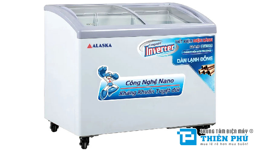 Tủ Đông Alaska Mặt Kính Cong Inverter KC-210CI 1 Ngăn 210 Lít