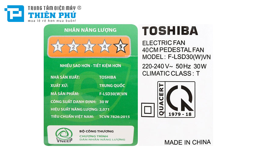 Quạt Cây Toshiba Inverter Có Điều Khiển F-LSD30(W)VN