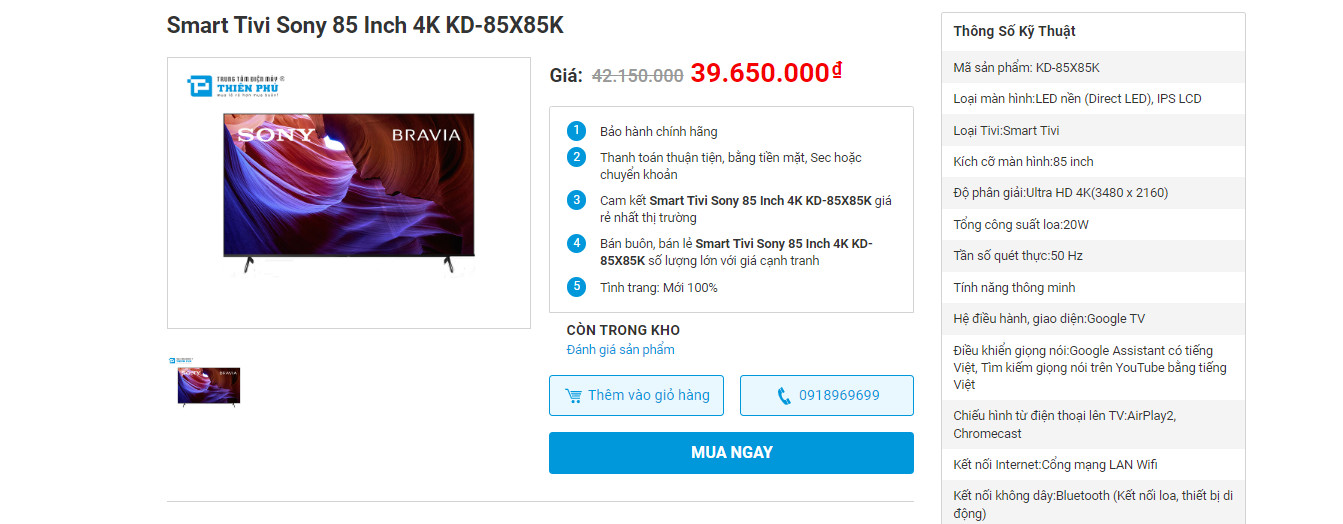 Đánh giá chi tiết tivi Sony KD-85X85K - Có đáng mua năm 2023?