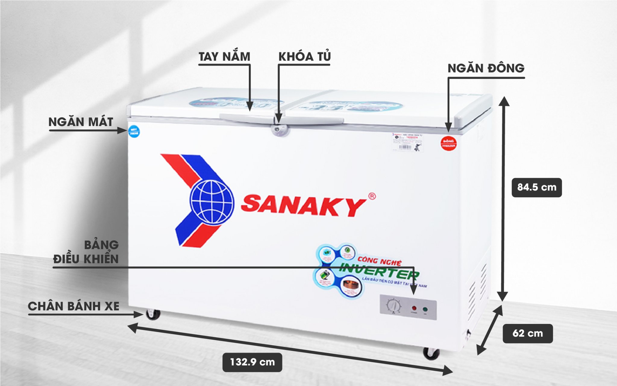 Bảo quản thực phẩm 4 mùa với tủ đông Sanaky Inverter 2 ngăn VH-4099W3