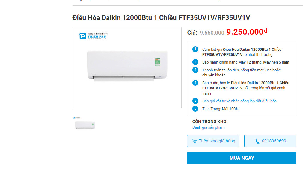 Giải đáp 5 câu hỏi được quan tâm nhất về điều hòa Đaikin 12000btu FTF35UV1V