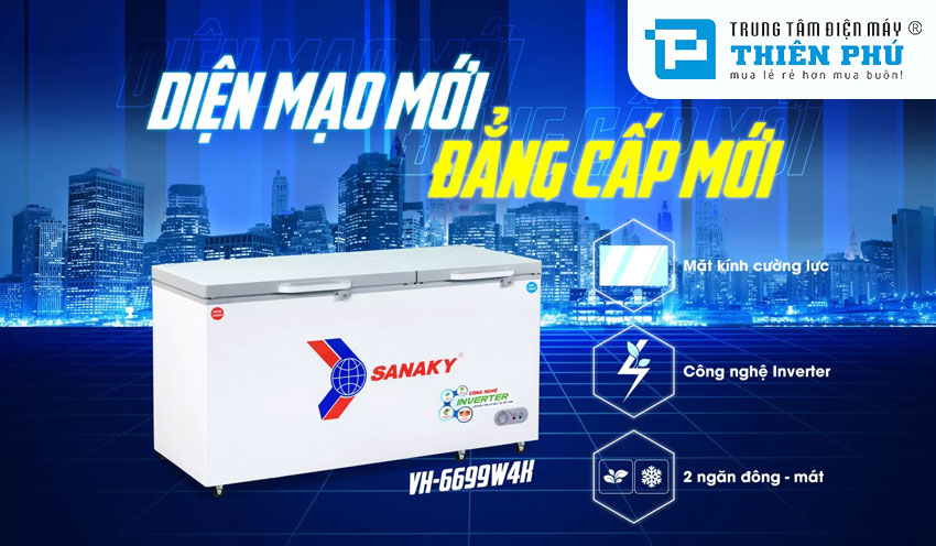 Tủ Đông Sanaky Inverter VH-6699W4K 2 Ngăn 660 Lít