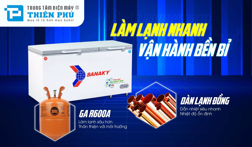 Tủ Đông Sanaky Inverter VH-6699W4K 2 Ngăn 660 Lít