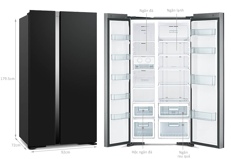 Tủ lạnh Hitachi Side By Side R-S800PGV0(GBK) cho bao nhiêu người sử dụng?