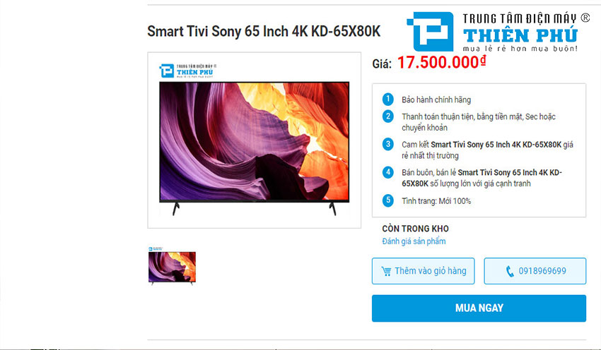 Google Tivi Sony KD-65X80K 65 inch giá 17 triệu đồng liệu có đáng mua?