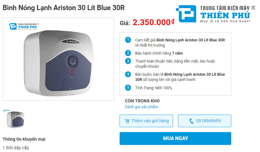 Lý do bạn nên chọn bình nóng lạnh Ariston Blue 30R cho gia đình mình
