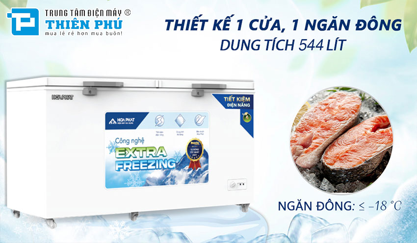 Tủ Đông Funiki Hòa Phát HPF AD6544.1 Dàn Đồng 2 Cánh 544 Lít