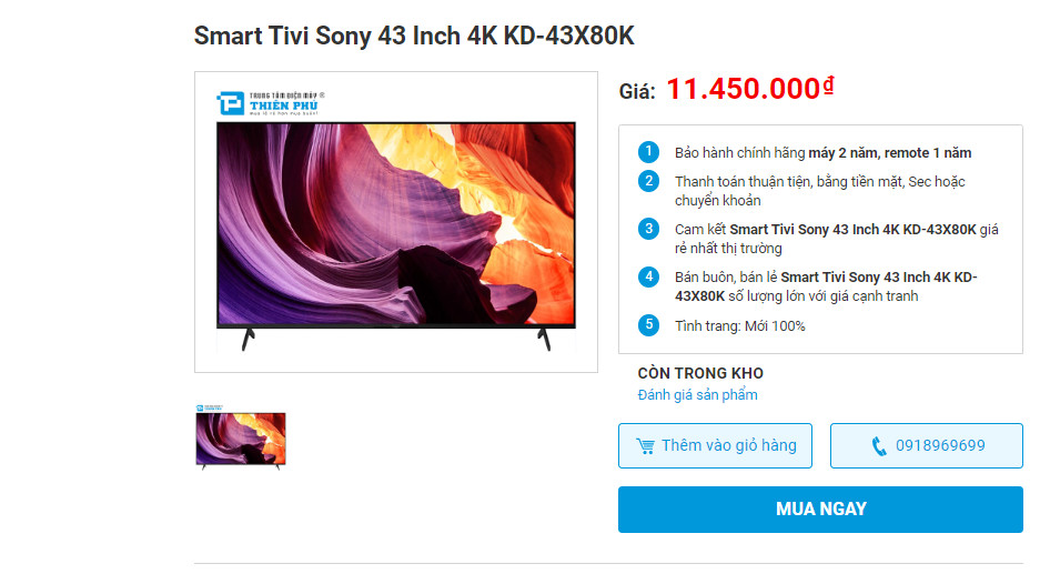 Giá tivi Sony 43 inch KD-43X80K chỉ còn hơn 11 triệu đồng có nên mua năm 2023 này?