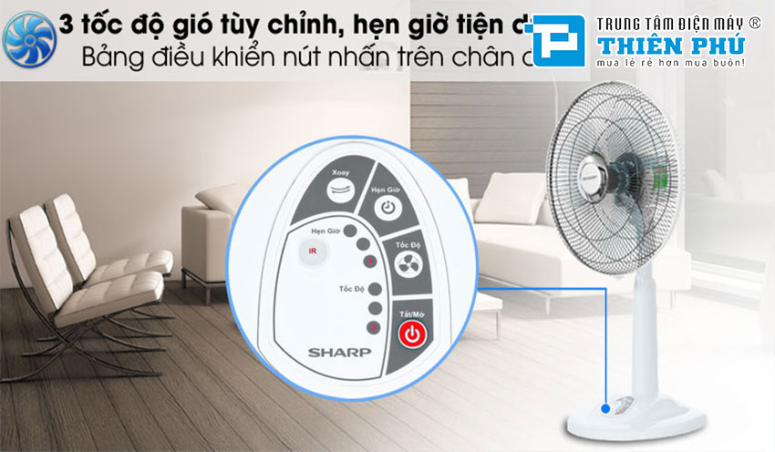 Quạt Lửng Sharp PJ-L40RV-WH Có Điều Khiển