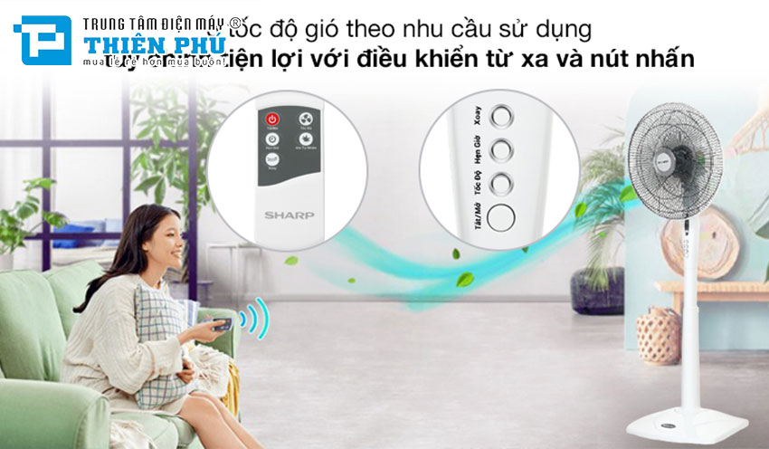 Quạt Cây Sharp PJ-S40RV-WH Có Điều Khiển