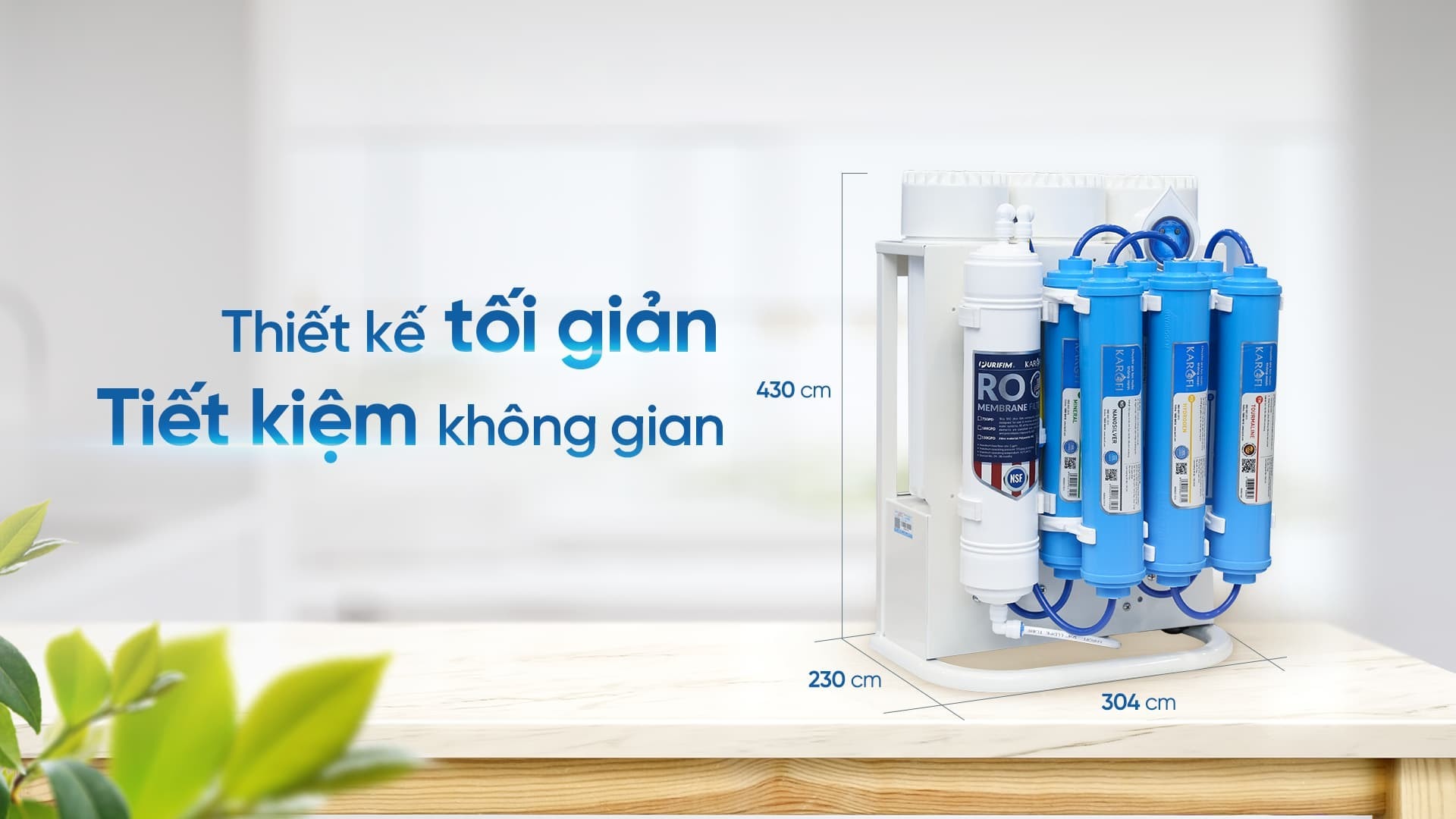 Máy lọc nước Karofi KAQ-U16 thiết kế nhỏ gọn, hiện đại