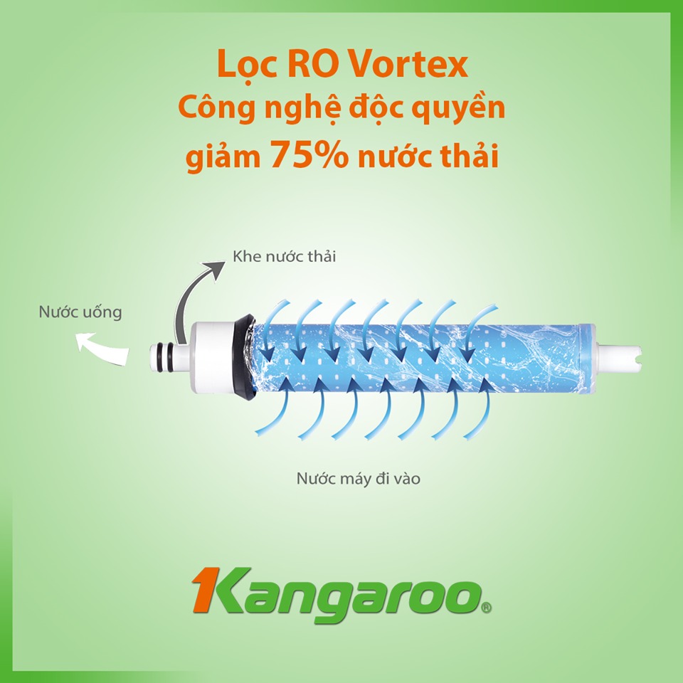 Máy lọc nước RO Kangaroo KG104A sử dụng màng RO Vortex made in Korea