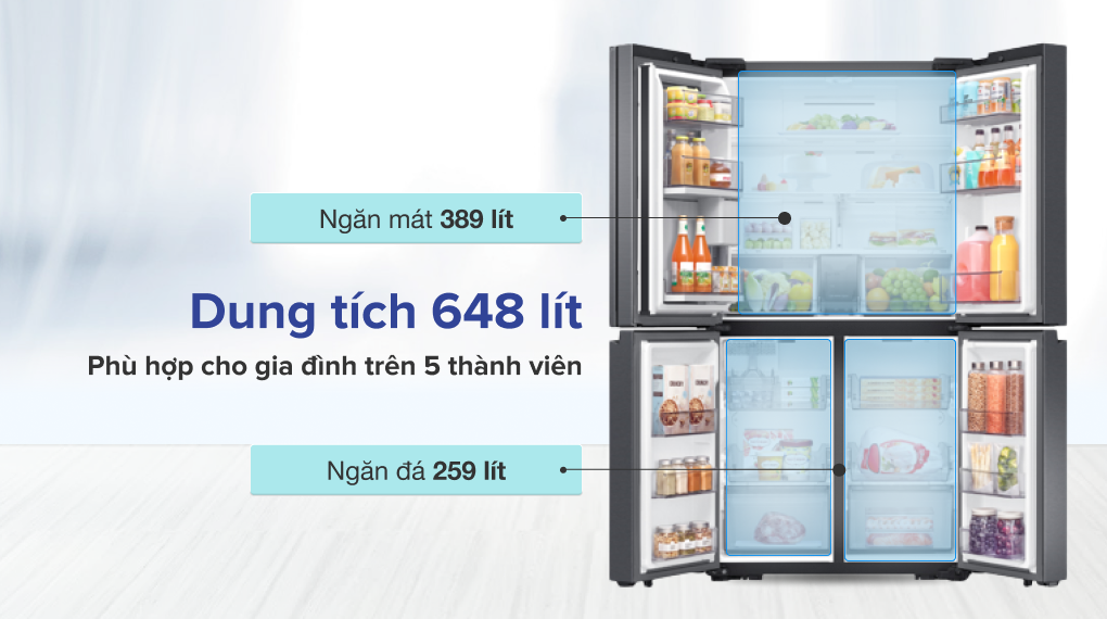 Tủ lạnh Samsung RF59C766FB1/SV thích hợp cho những gia đình đông người