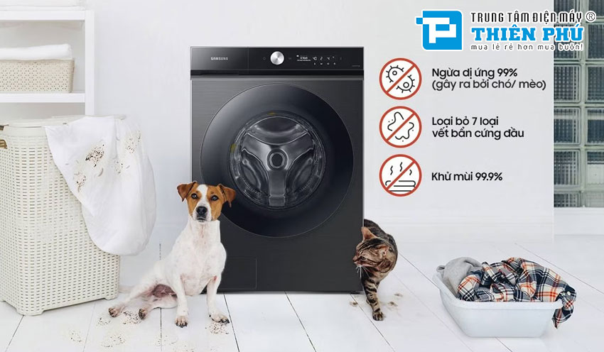 Máy Giặt Sấy Samsung Inverter Bespoke Giặt 21Kg Sấy 12Kg WD21B6400KV