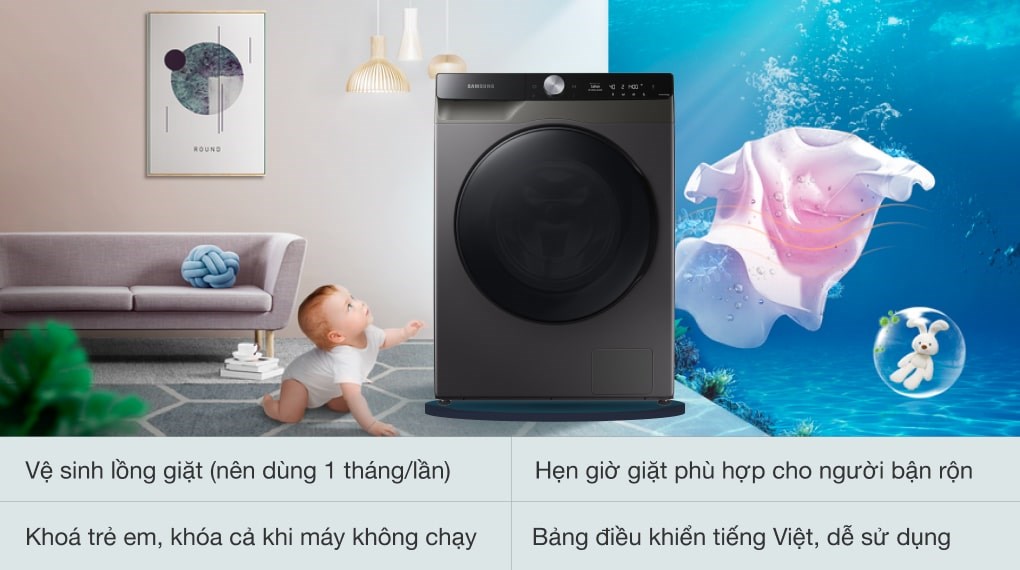 Những lợi ích tuyệt vời mà máy giặt sấy Samsung WD11T734DBX/SV 11kg mang lại