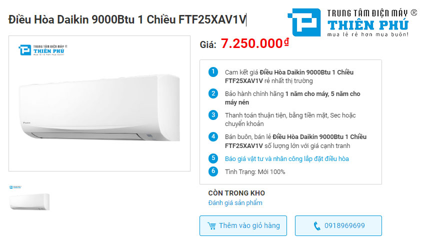 Đánh giá nhanh điều hòa Daikin FTF25XAV1V qua 4 tiêu chí quan trọng