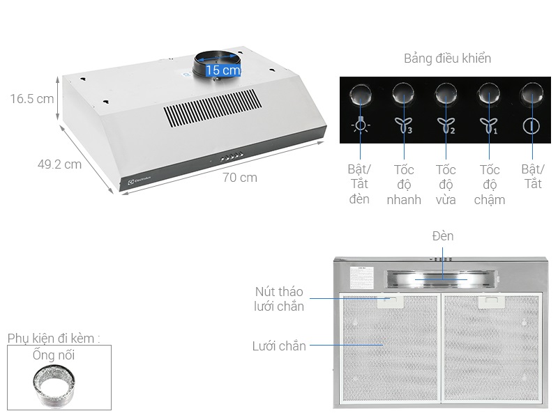 Máy hút mùi Electrolux EFT7516K và Electrolux ERF715SBA: nên mua loại nào?